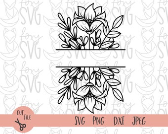 Monografía Floral Svg, Floral Svg, Marco Monograma, Archivos Svg para Cricut, Floral Wreath Svg, Floral Frame Svg, Boda Svg