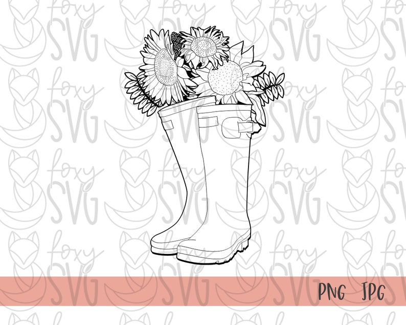 Download Clip Art Art Collectibles Sunflower Clipart Cricut Svg Silhouette Cameo Wildflower Boot Clipart Wild Flower Boots Svg Sunflower Sublimation Designs Sunflower Svg