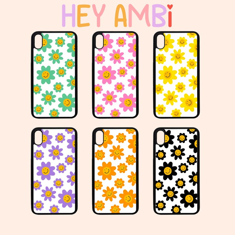 Colorful Smiley Flowers iPhone Cases, iPhone 12, Vsco, Aesthetic Phone Case, Happy Case iPhone, X/Xs, iPhone XS Max, iPhone XR, iPhone 11 