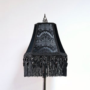Gothic Victorian Lampshade | Gothic Décor | Vintage | Black | Fringe | Beads | Handmade Lampshade | Revamped |