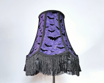 Purple Scalloped Lampshade | Bats | Gothic Victorian | Handmade Lampshade | Gothic Décor | Vintage | Gift | Halloween |