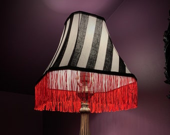red and white striped lamp shade