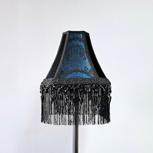 Gothic Victorian Lampshade | Gothic Décor | Vintage | Turquoise | Fringe | Beads | Handmade Lampshade | Revamped |