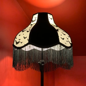 Black & White Lampshade | Bats |  Gothic Victorian | Handmade Lampshade | Gothic Décor | Vintage | Gift | Halloween |