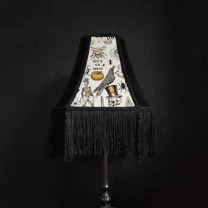 Halloween Inspired Lampshade | Gothic Décor | Handmade Lampshade | Black Fringe |