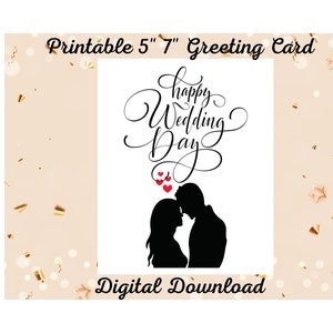 Día de la boda Tarjeta de recién casados Plantilla de 5 "x 7" incluida Novia y novio Matrimonio Boda Feliz siempre Felicitaciones Tarjeta de felicitación para recién casados
