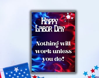 Patriotic Labor Day Greeting Card, American Flag Design (5x7)