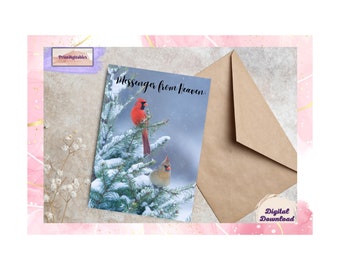 Red Cardinals Christmas Card, Printable Holiday Greetings (Digital Download)