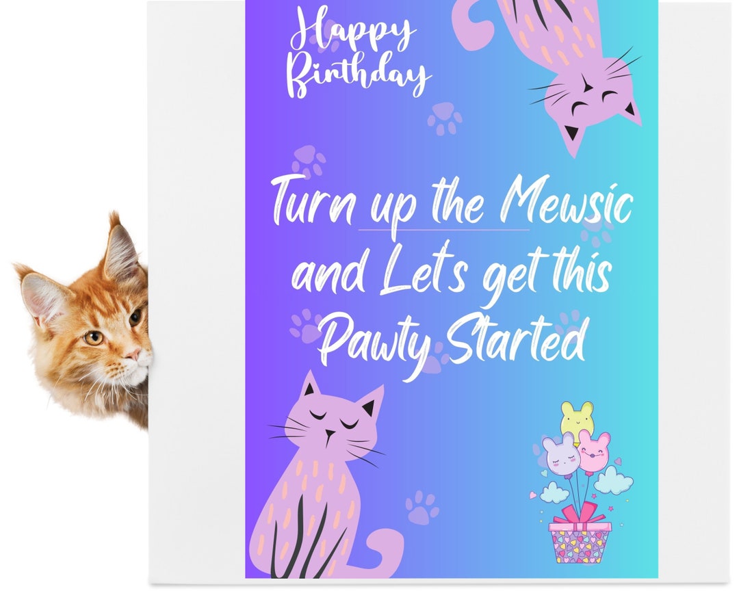 Funny Cat Birthday Card Printable, 5x7 (digital Download) - Etsy UK