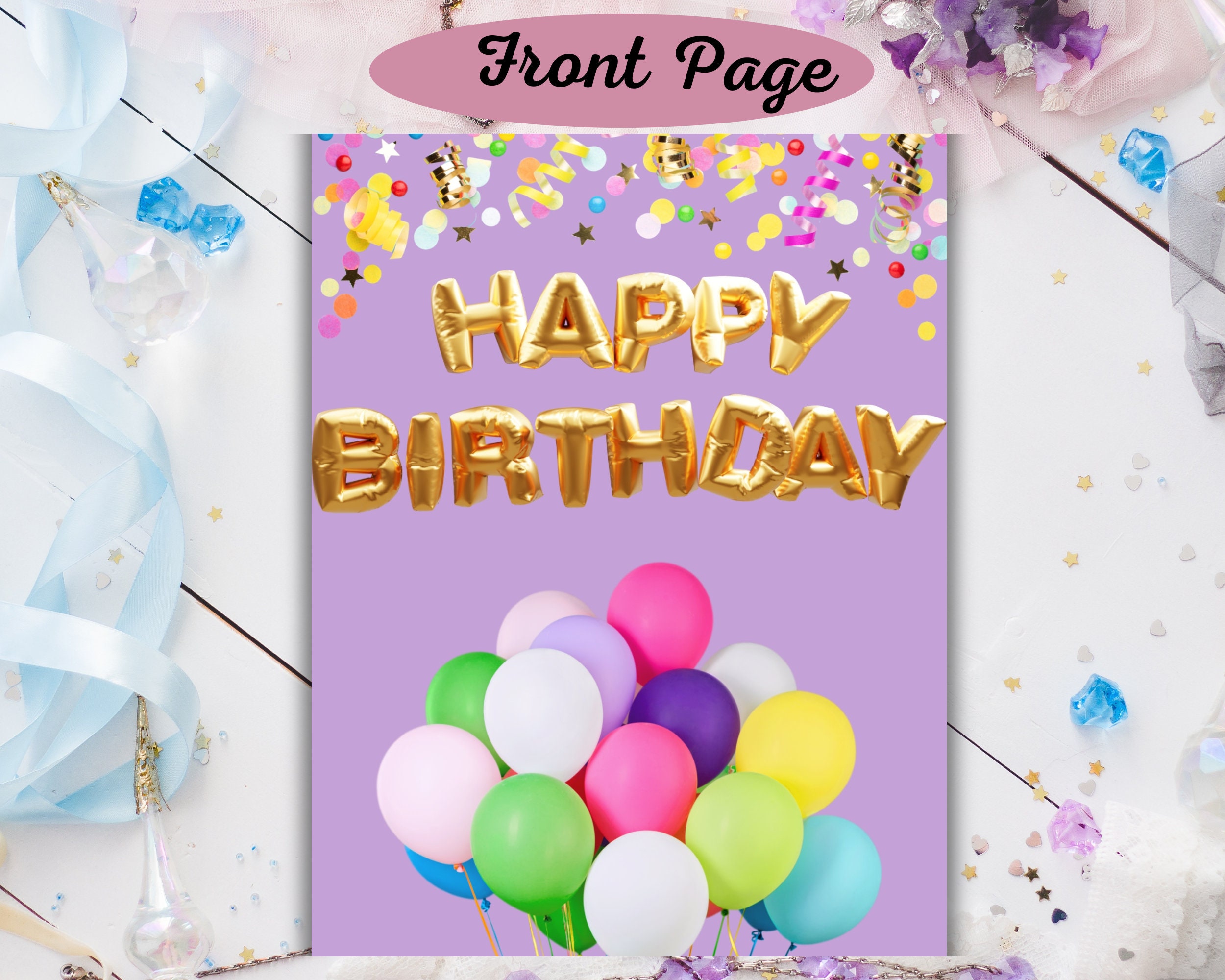 Colorful Balloons Birthday Card 5x7 With Envelope (printable Download) -  Etsy, image size:2500x2000