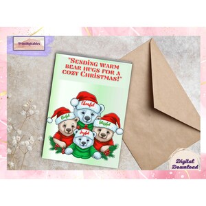 Voeux de Noël douillets, câlins de Noël, illustration d'ours polaire, saison à imprimer, carte de voeux de Noël, vacances à imprimer, voeux de Noël