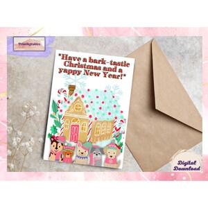 Weihnachtswelpen, druckbare Weihnachtskarten, druckbare Weihnachtswunschkarten, digitale Welpenkarte, anpassbare Weihnachtskarten, X-Mas