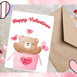 Bärensüße Valentinstag Überraschungen, Valentinstag Feier, süße und lustige Valentinstag Karte, herzlichen Valentinstag, Printable