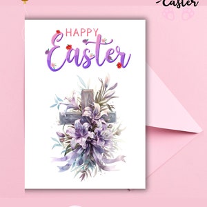 Download istantaneo 5x7 Biglietto d'auguri di buona Pasqua, Biglietto d'auguri per uova di Pasqua stampabile di alta qualità PDF,T realizzato con i fiori più belli della stagione