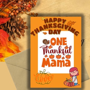 Gratitude Galore Thankful Mama Printable Greeting Card,Downloadable 5x7 Card, Heartfelt Gratitude Card Mom,Family Love and Appreciation Card