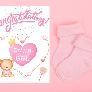 Félicitations bébé fille 5 x 7 carte de voeux Bienvenue nouveau-né Célébrez votre nouvelle arrivée Bienvenue bébé fille rebondir bébé nouvelle naissance imprimable