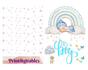 Baby Boy Card, Newborn Welcome (5x7 Printable)