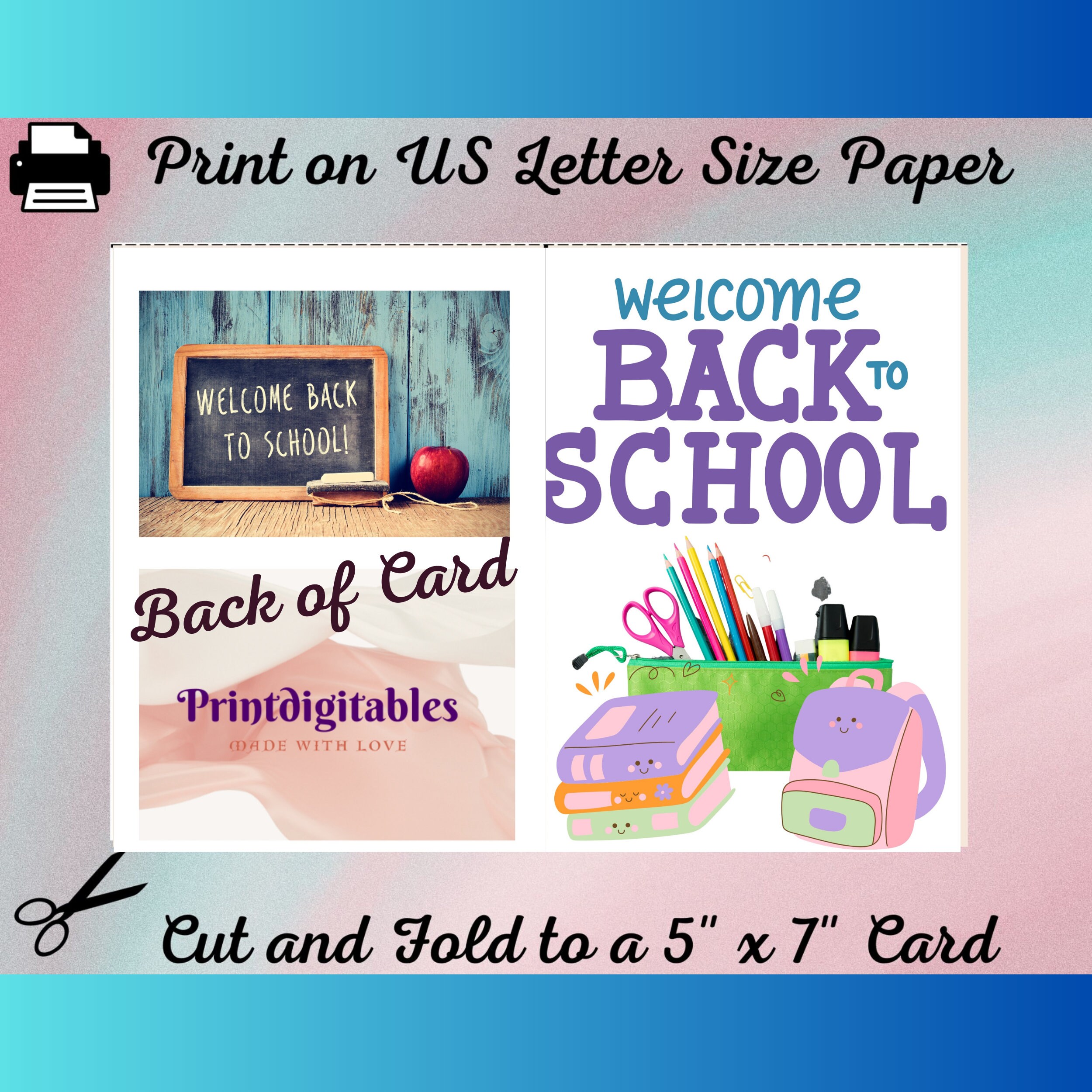 Greeting Card Back Example Back to School, 5x7 Greeting Card, Back to School Vibes, Back to School ...