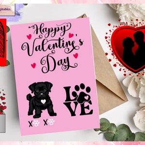 Vier de liefde met een harige vriend op Valentijnsdag, Cupido's dag, Leuke Valentijnsdag, Oprechte Dag, Leuk en Grappig, Ik hou van je Dag,