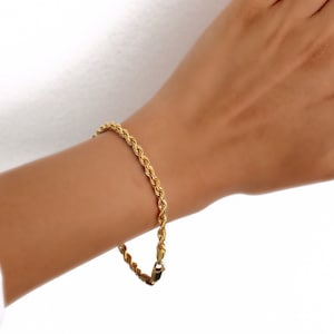 14k Yellow Gold Rope Chain Bracelet, Rope Chain Bracelet, Solid Gold Rope Chain Bracelet