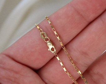 14K Gelbgold Box Kette, 14K Gelbgold Box offene Gliederkette, Box Kette Halskette, Box Kette, zierliche Kette