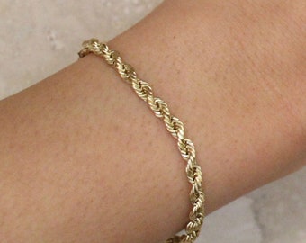 Gold 4MM Rope Chain Bracelet - 14K Gold Rope Bracelet - Bracelet for men - Everyday Bracelet - Gift for him