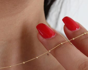 14K Solid Gold Necklace, 14k Solid Gold Necklace, Tiny Gold Chain, Dainty Gold Chain, Gold Chain, Solid Gold Necklace, Gift Necklace