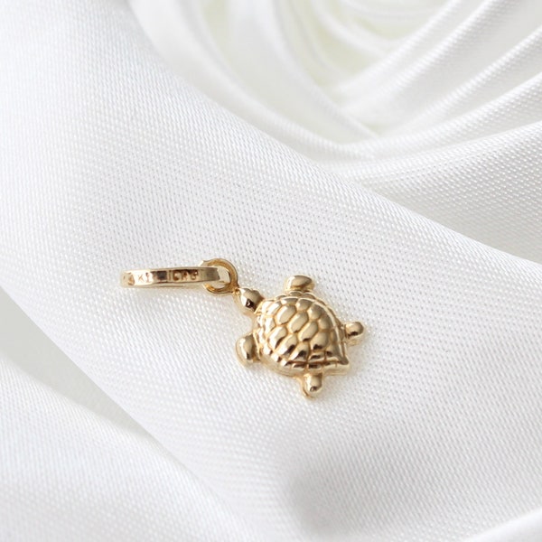 14k Gold Turtle Necklace Charm, Sea Turtle Jewelry, 14K Gold Turtle Pendant, Yellow Gold Sea Turtle Necklace Charm, Dainty Turtle Pendant