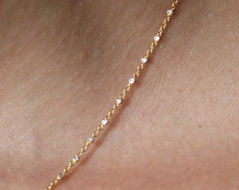 14K Gold Ball Chain - Solid Gold Satellite Chain - 14K Gold Beaded Chain Necklace - Dainty Necklaces for Women