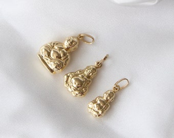 Massiver 14K Puffy Gold Buddha Anhänger, echte 14K Gold Buddha Halskettenanhänger, authentische 14K Gold Buddha Anhänger, religiöse Halskettenanhänger