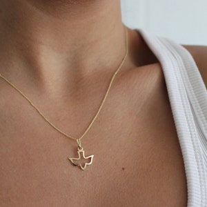 Gold Dove Pendant - Holy Spirit Pendant - Peace Dove Necklace - Dove Necklace Charm - Holy Spirit Dove - Baptism Confirmation Gift