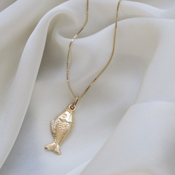 Gold Fish Pendant Etsy