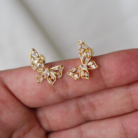 Gold plated butterfly earrings discount