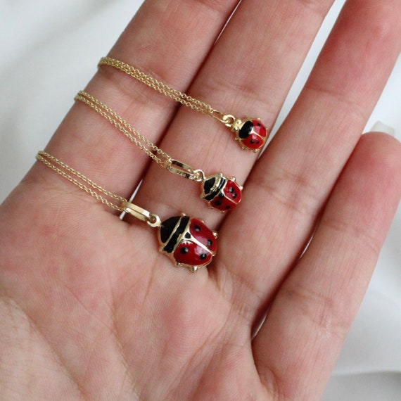 Gold Ladybug Pendant - Dainty Ladybug Necklace Charm - Insect