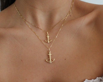 14K Solid Gold Anchor Pendant Necklace, 14K Solid Gold Anchor Pendant, Mariner Nautical Necklace Charm, Nautical Jewelry