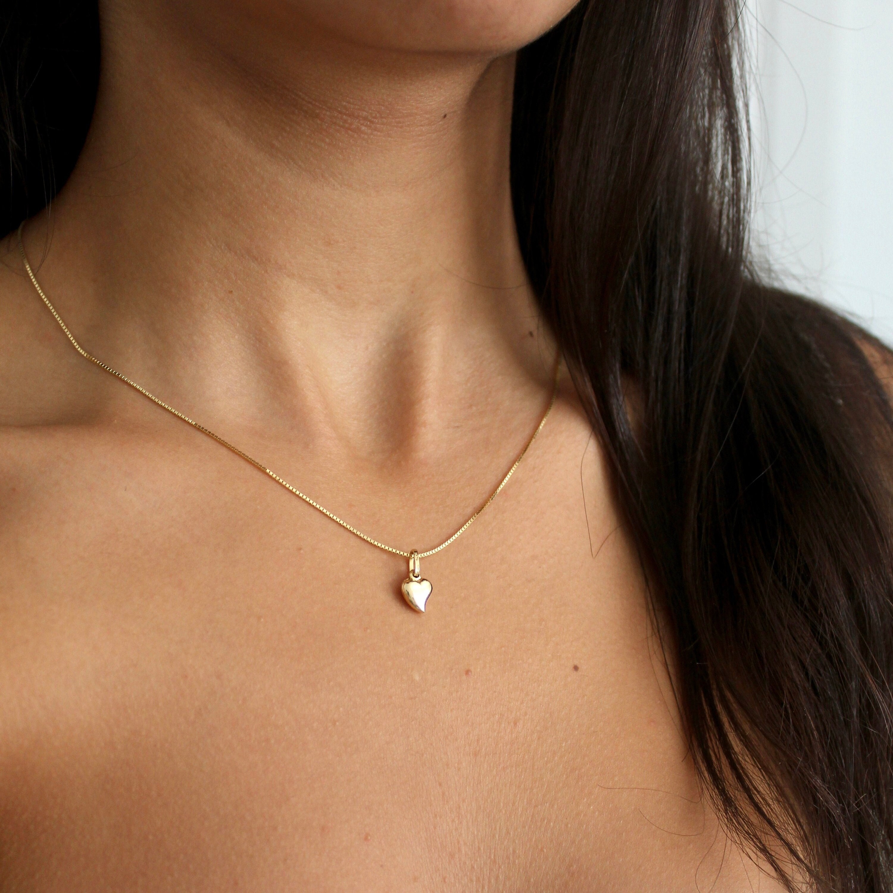 14k Solid Gold Heart Pendant Small Heart Necklace 14k Yellow