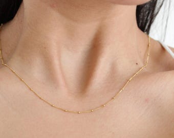 14K Solid Gold Necklace, 14k Solid Gold Necklace, Tiny Gold Chain, Dainty Gold Chain, Gold Chain, Solid Gold Necklace, Gift Necklace