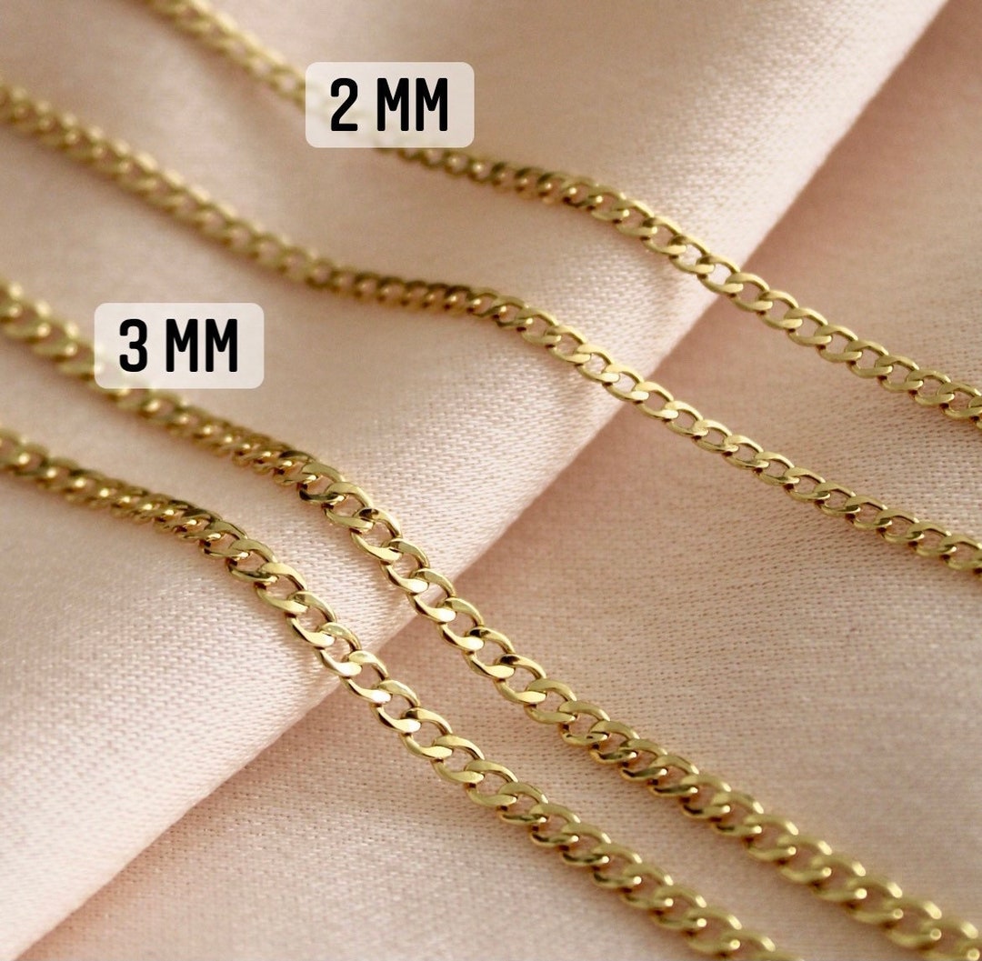 Solid 14K Gold Cuban Link Chain Necklace 14K Gold Chain