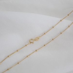 Solid 14K Gold Satellite Chain Necklace, Delicate Dainty Layered Necklace