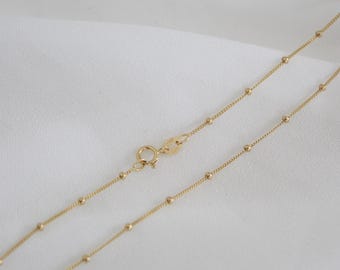 Solid 14K Gold Satellite Chain Necklace, Delicate Dainty Layered Necklace