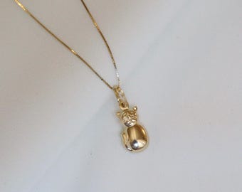 14k Solid Gold Cat Necklace, Gold Kitty Pendant Necklace & Dainty Gold Kitten Necklace - Cat Lovers Necklace for Pet Lovers