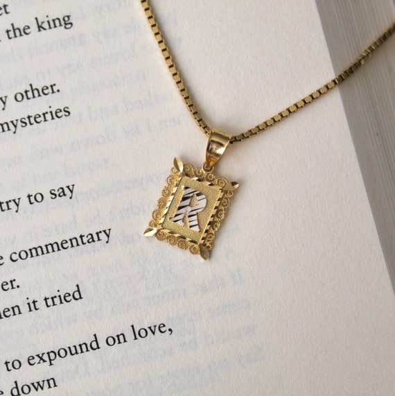 Framed initial necklace deals