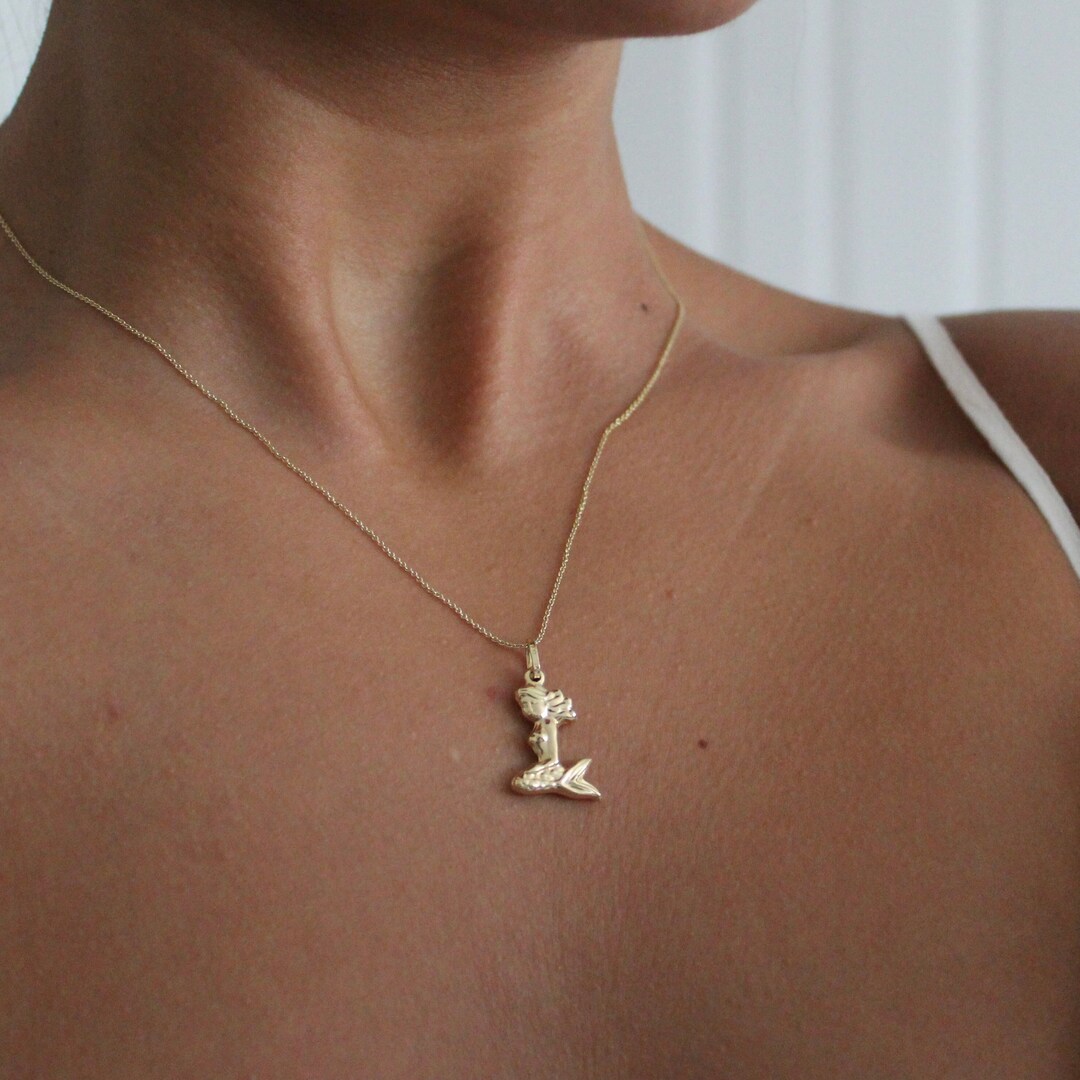 Mermaid Gemstone Necklace Mommy & Me Set in Gold w/Turquoise main image 1