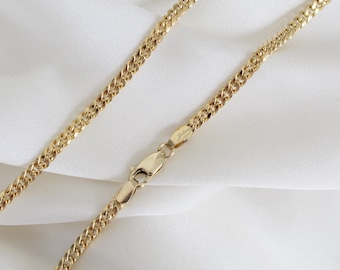 Solid 10K Gold Miami Cuban Chain Matching Bracelet - 10k 3mm  Curb Cuban Gold Necklace - Real 10kt Gold Chain