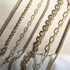14K SOLID GOLD Chain Bracelet, Link Chain Bracelet for Men For Women, Curb, Rolo, Paperclip, Rope, Franco, Box Chain Bracelet