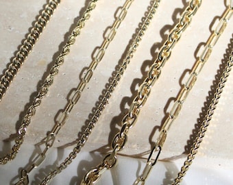 14K SOLID GOLD Chain Bracelet, Link Chain Bracelet for Men For Women, Curb, Rolo, Paperclip, Rope, Franco, Box Chain Bracelet