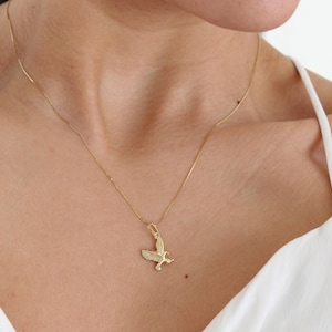 14K Gold Eagle Pendant, 14k Real Solid Gold Eagle Pendant, American Eagle Pendant for, Powerful Jewelry, Gift for Her, gift for Him