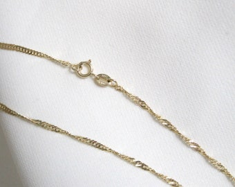 シンガポールチェーンネックレス ソリッド14Kゴールド 1.2 mm 1.5 mm