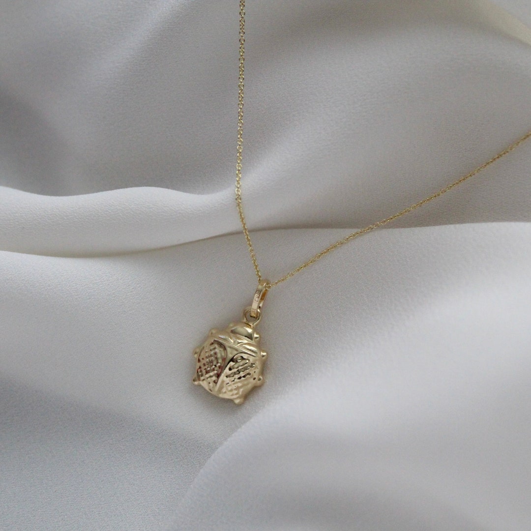 14K Solid Gold Ladybug Necklace 14K Gold Ladybug Pendant Etsy