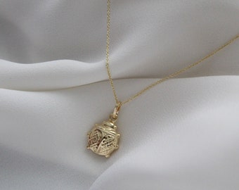 Ciondolo coccinella in oro - Delicato ciondolo per collana coccinella - Gioielli a forma di insetto - Portafortuna - Regalo per baby shower, regalo per bambine